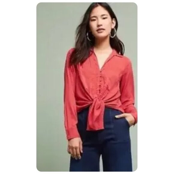 * Anthropologie Maeve Matilda Red Long Sleeve Polka Dot Blouse sz S - Picture 4 of 9